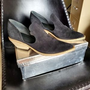 Sigerson Morrison Womens Black Tabatha Block Heel Slip on Suede Booties 38